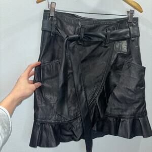 Isabel Etoile Marant 100% Lamb Leather Black Luxury Skirt
